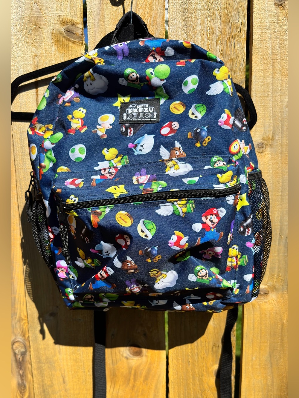 Navy Kids Backpack - Mario Print